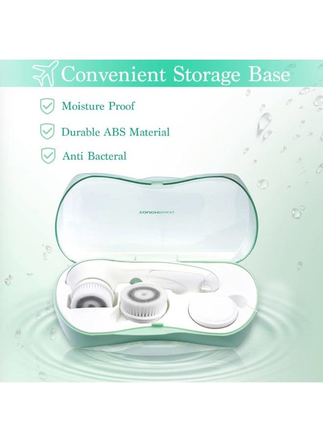 TOUCHBeauty - Facial Cleansing Brush, TOUCHBeauty Face Scrubber Electric with Case, 3 Spin Brushes for Deep Cleansing, Gentle Exfoliating, Dual-Speed, Waterproof AS-0759A（Green） - Image 1