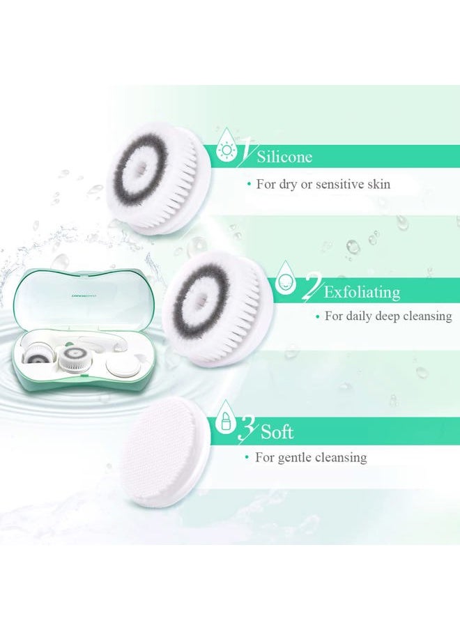 TOUCHBeauty - Facial Cleansing Brush, TOUCHBeauty Face Scrubber Electric with Case, 3 Spin Brushes for Deep Cleansing, Gentle Exfoliating, Dual-Speed, Waterproof AS-0759A（Green） - Image 1