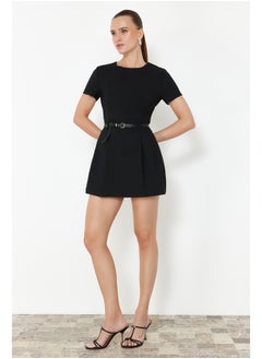 trendyol Black Belted Mini Jumpsuit TWOSS24TU00049  - Image 2