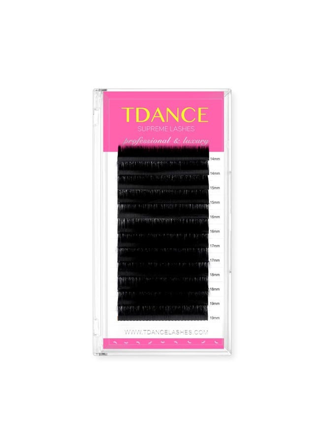 TDance Premium DD Curl 0.05mm Thickness Semi Permanent Individual Eyelash Extensions Silk Volume Lashes Professional Salon Use Mixed 14-19mm Length In One Tray (DD-0.05,14-19mm) - Image 1