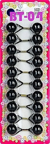 Tara Girls Twinbead Bubble Ball Ponytail Elastics 10 Pieces Selection BLACK