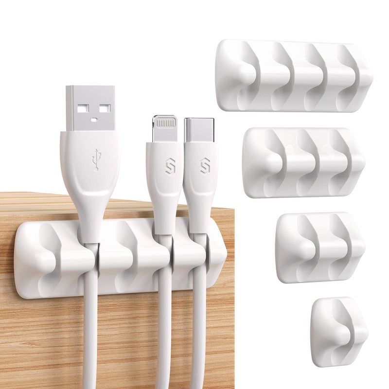 Syncwire Cable Clips, Cord Organizer Cable Management Self Adhesive USB Cable Holder System for Organizing Cable Cords, Ideal for Home, Office, Car, Nightstand, Desk Accessories, 5 Pack (White) - Image 1