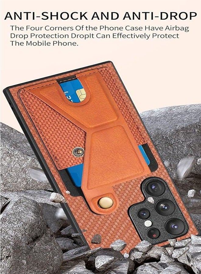 general The leather case is compatible with Samsung Galaxy S24 Ultra/S24 Plus/S24 with multi-angle stand, hidden card slot, magnetic anti-drop protective case, and matching magnetic car mount - Image 3