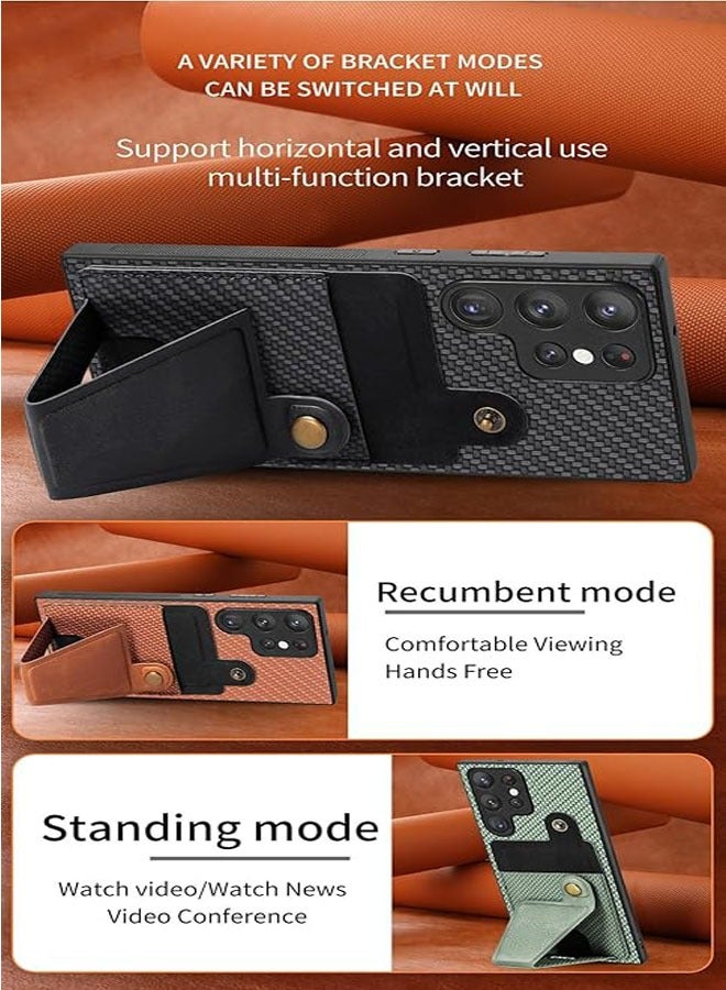 general The leather case is compatible with Samsung Galaxy S24 Ultra/S24 Plus/S24 with multi-angle stand, hidden card slot, magnetic anti-drop protective case, and matching magnetic car mount - Image 5