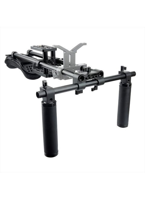 15mm Shoulder Pad Rig Support System with Riser Base Plate Mount, 15mm Rod and Rod Rail Handle Kit Universal for DSLR Camera, Mirrorless Camera - 173