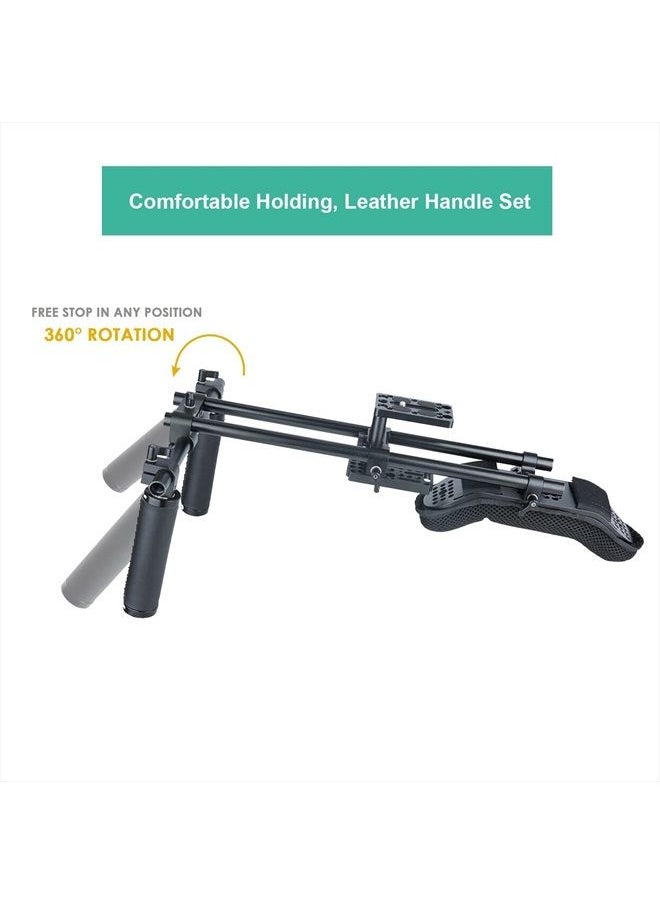 NICEYRIG - 15mm Shoulder Pad Rig Support System with Riser Base Plate Mount, 15mm Rod and Rod Rail Handle Kit Universal for DSLR Camera, Mirrorless Camera - 173 - Image 1