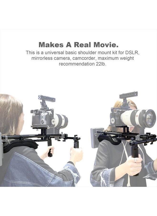 NICEYRIG - 15mm Shoulder Pad Rig Support System with Riser Base Plate Mount, 15mm Rod and Rod Rail Handle Kit Universal for DSLR Camera, Mirrorless Camera - 173 - Image 1