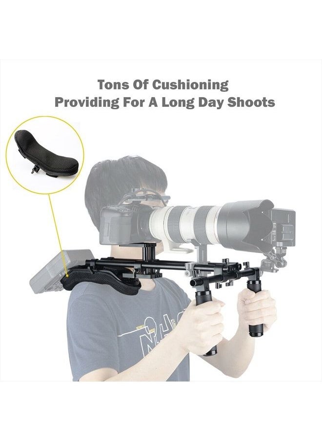 NICEYRIG - 15mm Shoulder Pad Rig Support System with Riser Base Plate Mount, 15mm Rod and Rod Rail Handle Kit Universal for DSLR Camera, Mirrorless Camera - 173 - Image 1