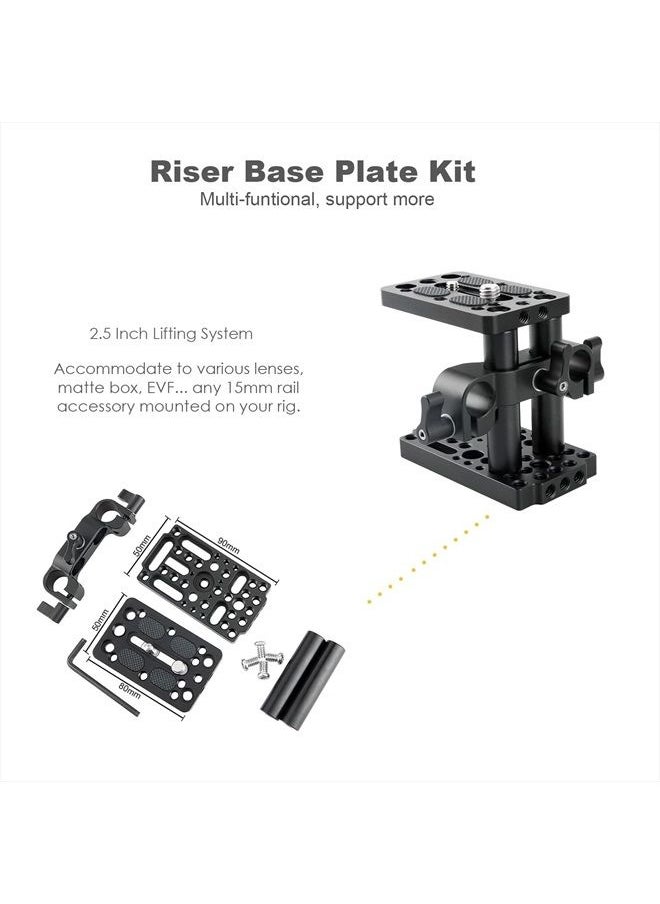 NICEYRIG - 15mm Shoulder Pad Rig Support System with Riser Base Plate Mount, 15mm Rod and Rod Rail Handle Kit Universal for DSLR Camera, Mirrorless Camera - 173 - Image 1
