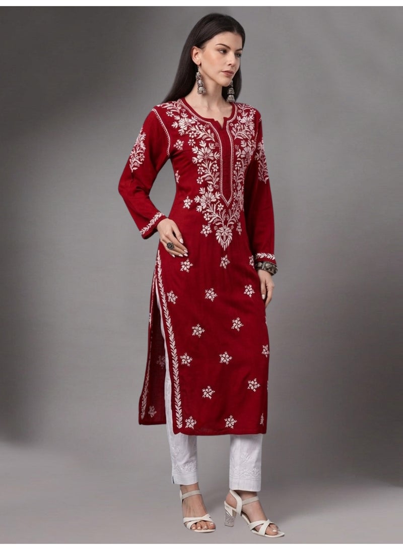 Alaya Hand Embroidered Chikankari Modal Kurta-AL4059 - Image 4