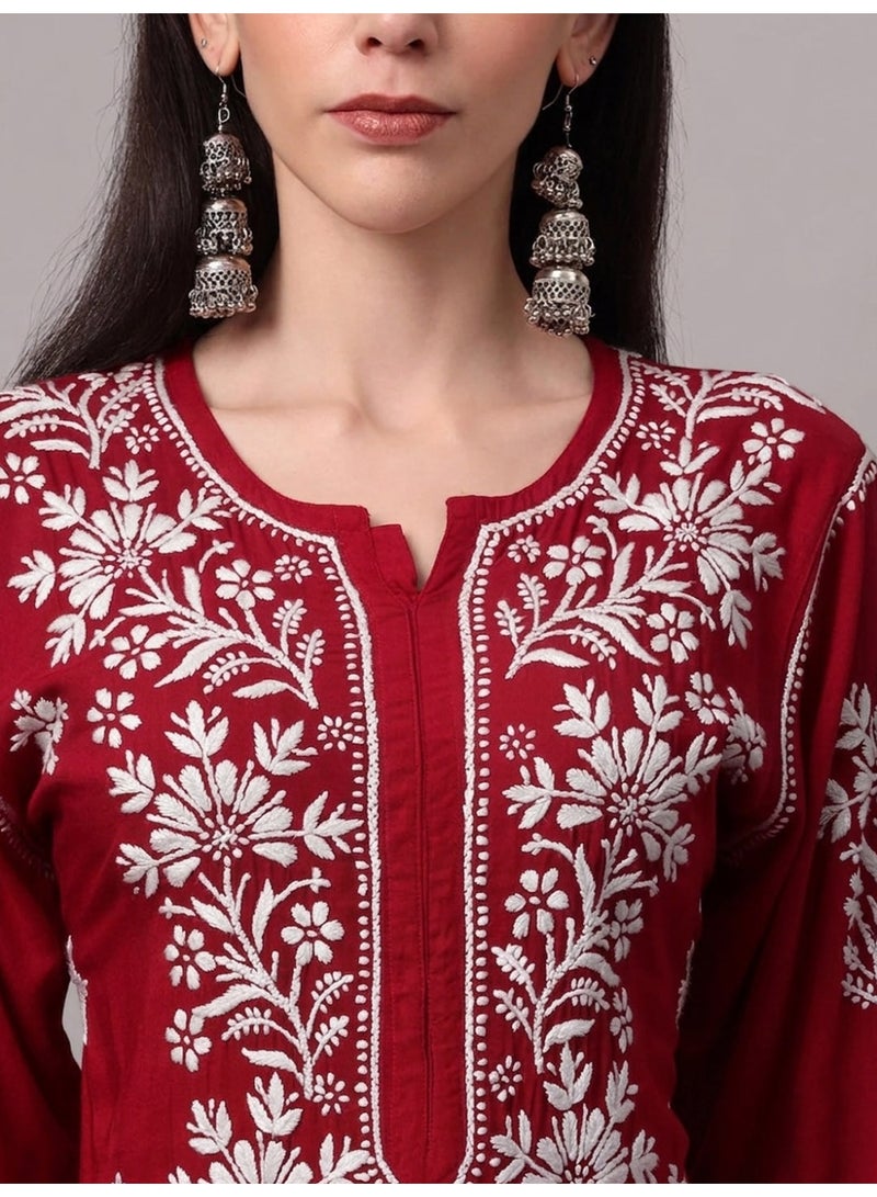 Alaya Hand Embroidered Chikankari Modal Kurta-AL4059 - Image 5