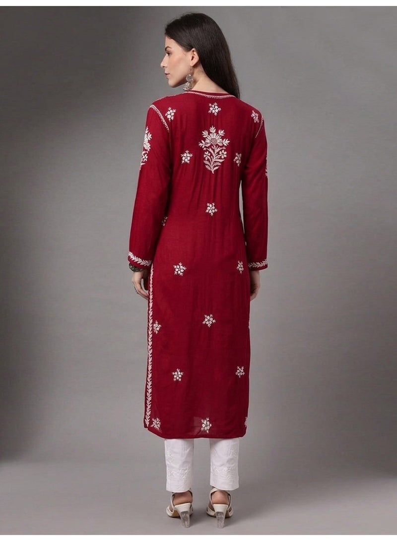 Alaya Hand Embroidered Chikankari Modal Kurta-AL4059 - Image 2
