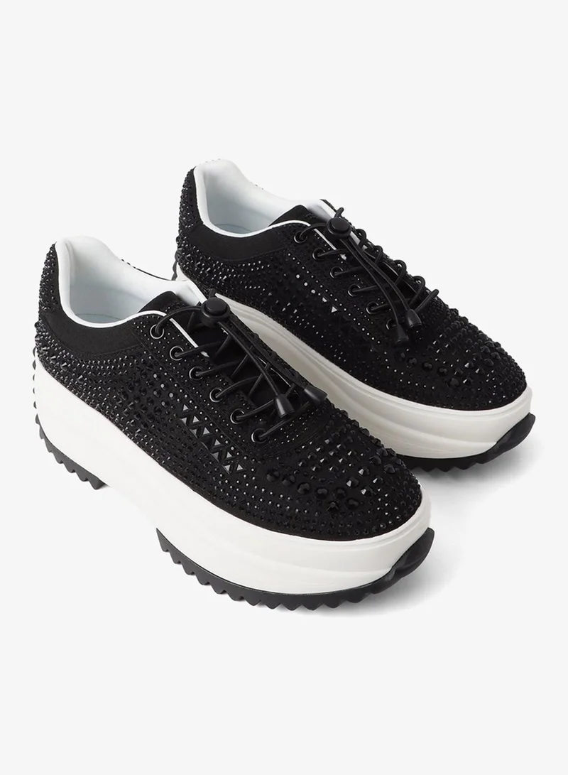 Lola Casademunt Trainers with transparent sole and rhinestone appliqués