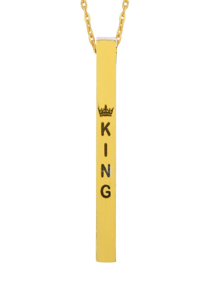 Memoir Brass Goldplated Bar shape King Fashion pendant Men Jewellery (PCKL0615) - Image 3