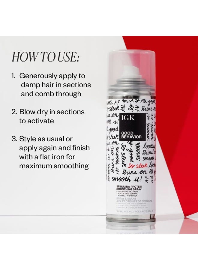 iGK GOOD BEHAVIOR Spirulina Protein Smoothing Spray Travel | Keratin Like Treatment + Frizz Control + Heat Protectant | Vegan + Cruelty Free | 2.4 Oz - Image 5