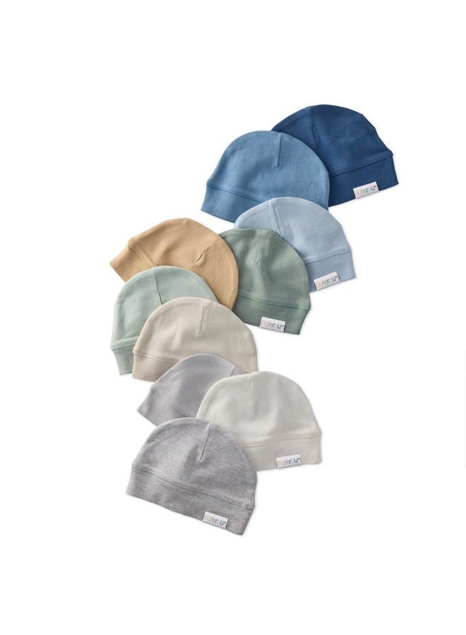 Butterblu Charlie 10-Pack Caps 100% Organic Cotton Beanie Hats for Newborn and Baby Girls, Boys, Unisex​, Sunny Pink Rainbow, 0-6 Months - Image 1