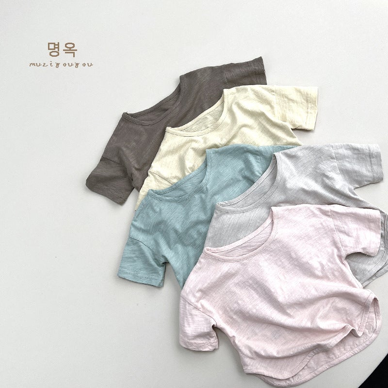 Cream-Colored T-Shirt ~ 2025 Summer Children's Short-Sleeve Boys' Top Girls' Cotton Japanese-Style Children's Clothing Korean Version Children's Clothing - Image 2