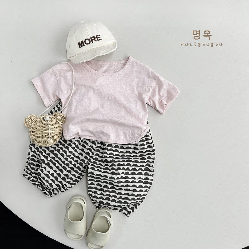 Cream-Colored T-Shirt ~ 2025 Summer Children's Short-Sleeve Boys' Top Girls' Cotton Japanese-Style Children's Clothing Korean Version Children's Clothing - Image 4