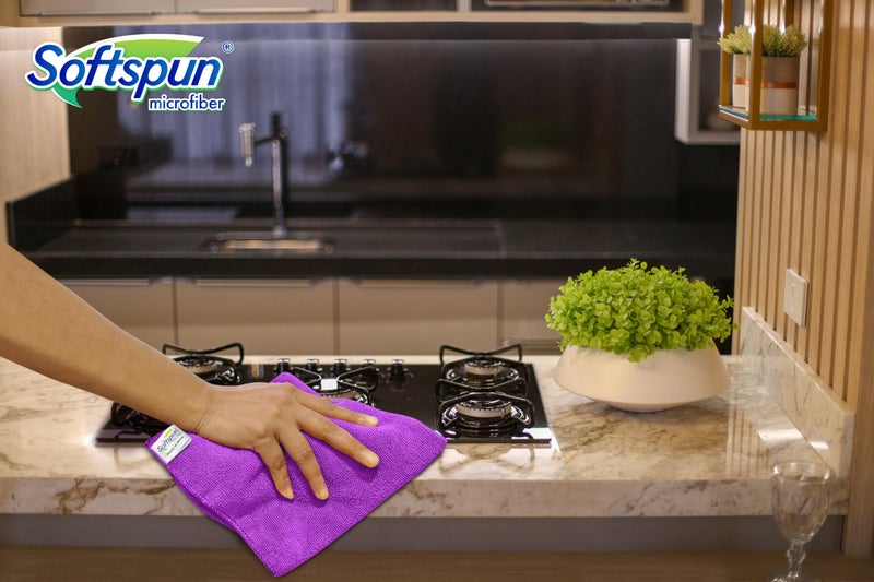SOFTSPUN Microfiber Cloth - 4 pcs - 30 x 40 cms - 340 GSM - Multi Colour - Super Soft Absorbent Cleaning Towels Cleans & Polishes Everything in Your Home.… - Image 5