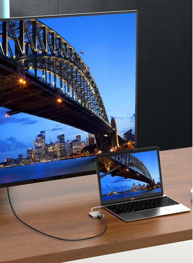 3 in 1 Type-C to HDMI Adapter with 4K HDMI Output, USB C to Type-C(PD)/HDTV/USB 3.0 Adapter for Mobile phone. Monitor, Laptop