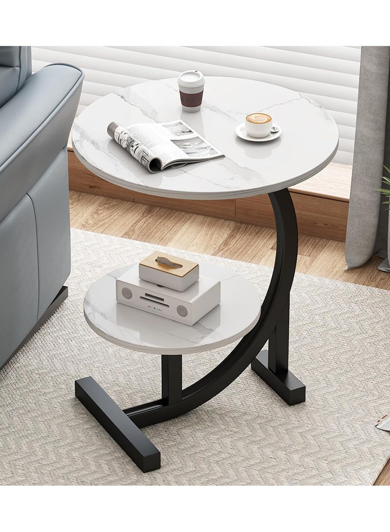 DubaiGallery طاولة جانبية للكنبة بطبقتين، طاولة جانبية مزدوجة من الحديد المطاوع/طاولة شاي بعد الظهر، سطح الطاولة - Image 4