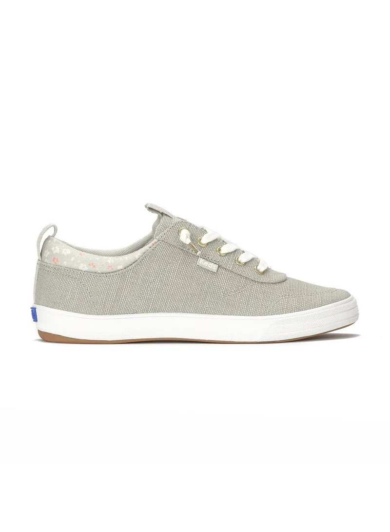 كيدز Keds Women's Center III Canvas Slip-On Sneaker – Arch Support, Casual Comfort Shoe Grey