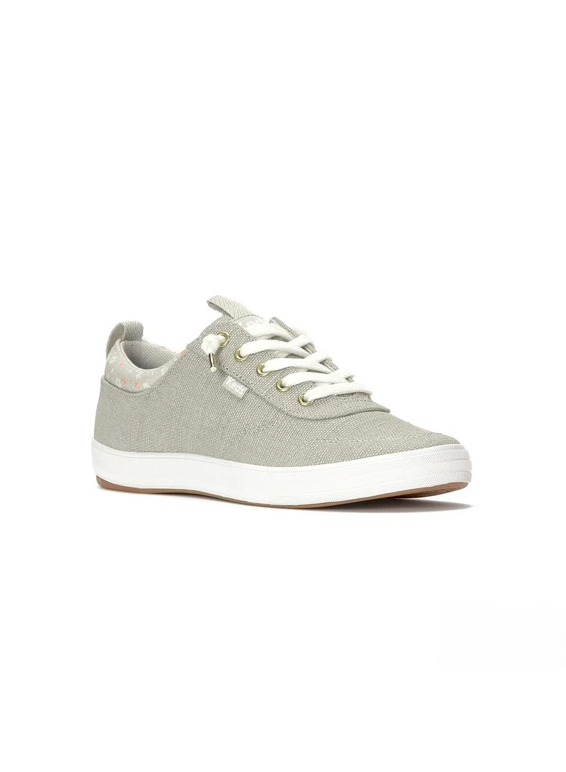كيدز Keds Women's Center III Canvas Slip-On Sneaker – Arch Support, Casual Comfort Shoe Grey