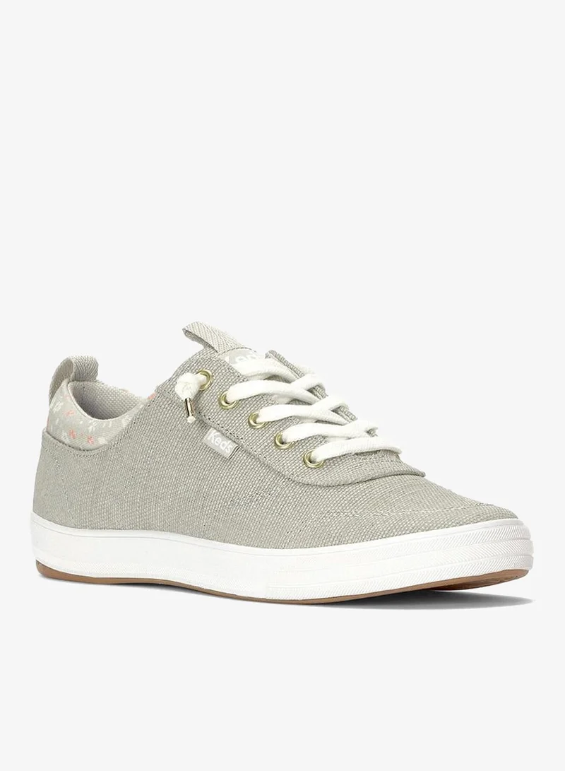 كيدز Keds Women's Center III Canvas Slip-On Sneaker – Arch Support, Casual Comfort Shoe Grey