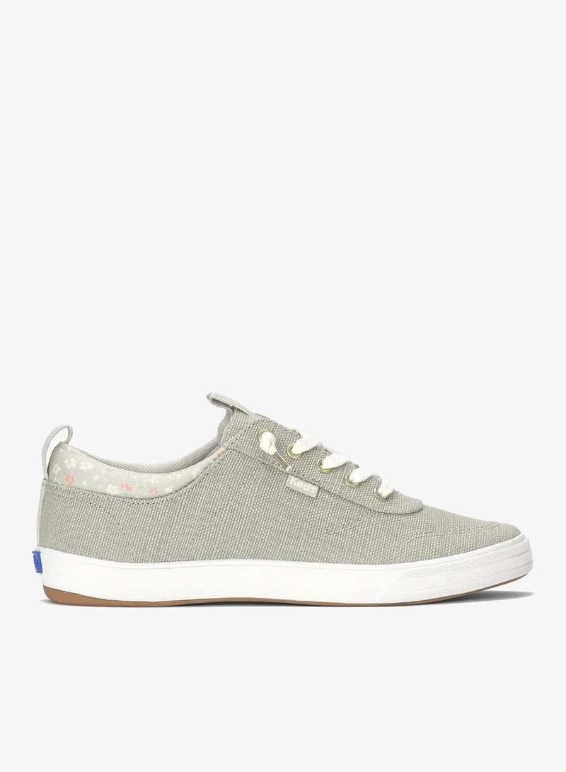 كيدز Keds Women's Center III Canvas Slip-On Sneaker – Arch Support, Casual Comfort Shoe Grey