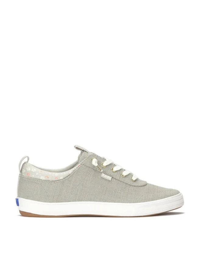 كيدز Keds Women's Center III Canvas Slip-On Sneaker – Arch Support, Casual Comfort Shoe Grey