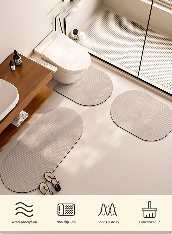 كيلا طقم سجاد حمام ماص مكون من 3 قطع، سجادة حمام سريعة الجفاف، سجادة حمام سحرية من السيليكون، سجادة أرضية مانعة للانزلاق، ظهر مطاطي للحمام والمطبخ وحوض الاستحمام (50×55+40×80+40×60 سم، رمادي) - Image 4