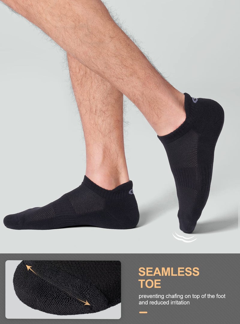 CS CELERSPORT جوارب رياضية غير مرئية من CS CELERSPORT مع وسادة للرجال والنساء (6 أزواج)، XL، أسود - Image 3