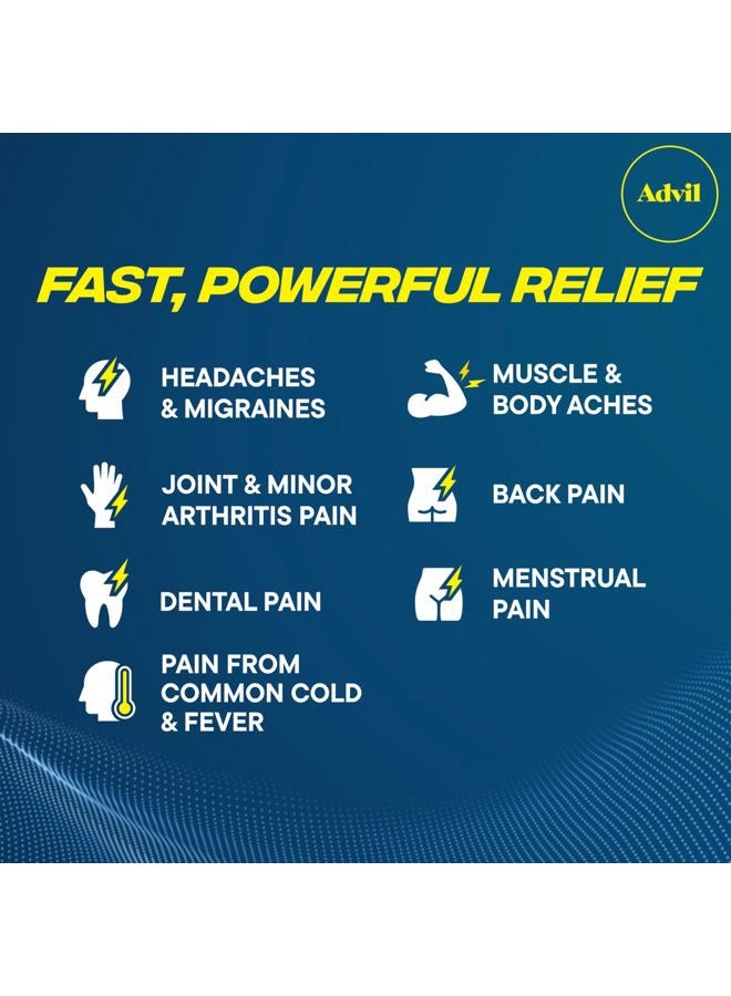 Advil مسكن للألم وخافض للحرارة، دواء مسكن للألم مع إيبوبروفين 200 ملغ لصداع الرأس، آلام الظهر، آلام الحيض وتخفيف آلام المفاصل - 50 قرص مغلف - Image 2