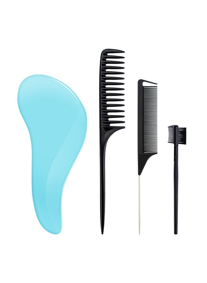 Daxstar Hair Brush 4Pcs Hair Brushes For Women Men Brush For Curly Hair Baby Mens Mini Toddler Hair Brush Blue - Image 2