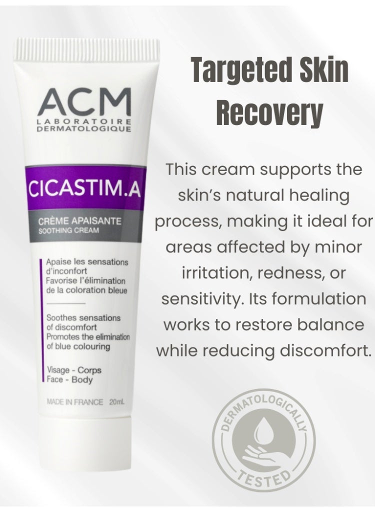 ACM Laboratoire dermatologique ACM Cicastim A Soothing Cream 20ml – Repairing & Calming Cream for Irritated, Damaged or Sensitive Skin, Restores Comfort & Skin Barrier - Image 3