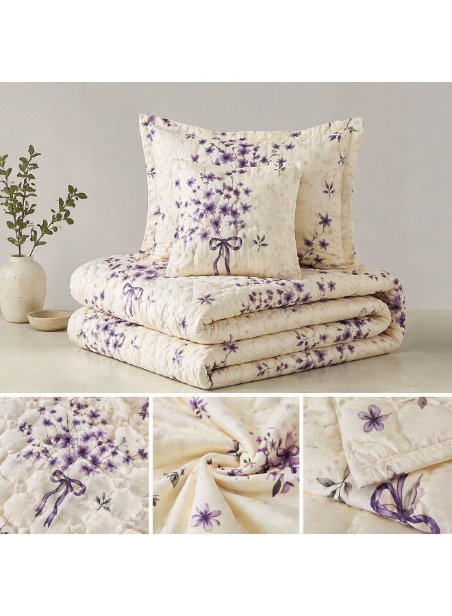 MingLi 4-Piece Twin XL Summer Bedding Set (Solid & Floral) – Lightweight Comforter, Fitted Sheet & 2 Pillowcases – Soft & Breathable Fabric – Compressed – Size 170×220 cm - Image 3