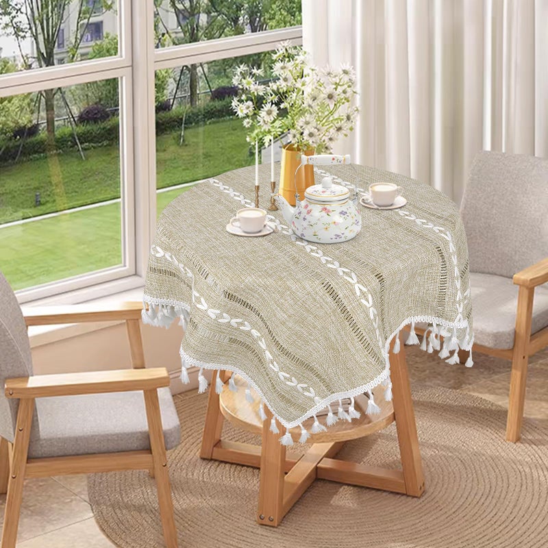 tiosggd Small Spring Square Tablecloth 24 x 24 inch, Rustic Farmhouse Coffee Table Cover for End Bedside Table, Boho Nightstand Cover Top, Linen Dresser Cloth Cover for Bedroom, Country Home Decor - Image 2