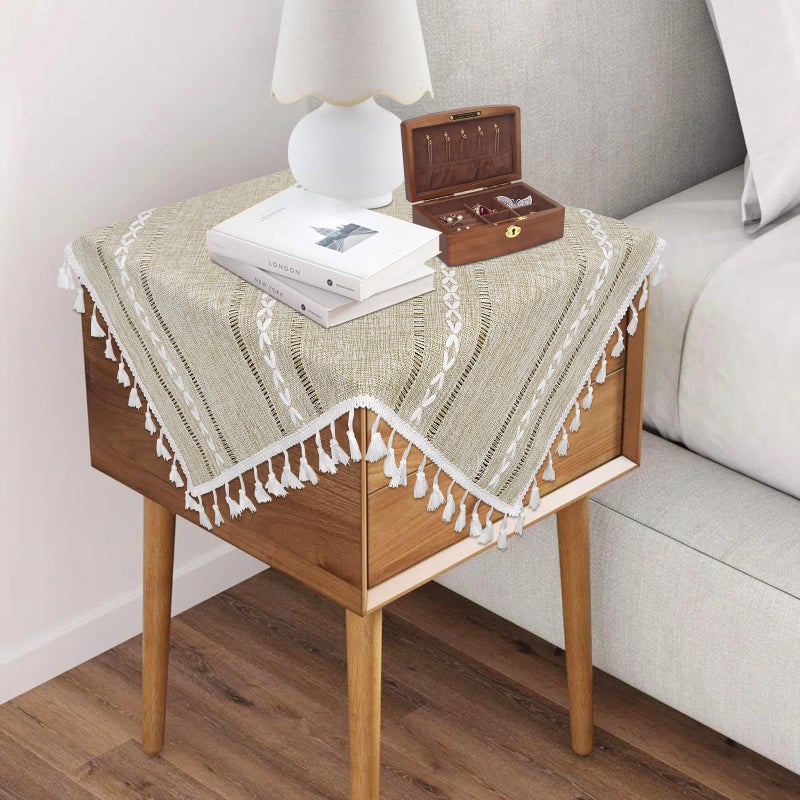 tiosggd Small Spring Square Tablecloth 24 x 24 inch, Rustic Farmhouse Coffee Table Cover for End Bedside Table, Boho Nightstand Cover Top, Linen Dresser Cloth Cover for Bedroom, Country Home Decor - Image 3