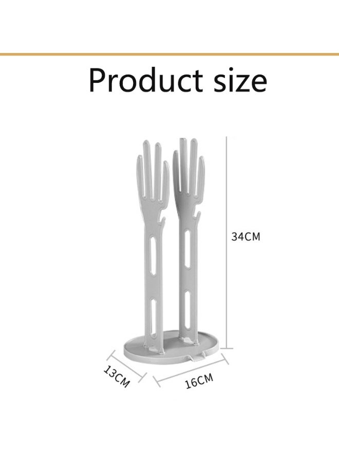 رف تجفيف قفازات مطاطي للمطبخ، حامل قفازات وتخزين المناشف للمطبخ والحمام (رمادي) - Image 3