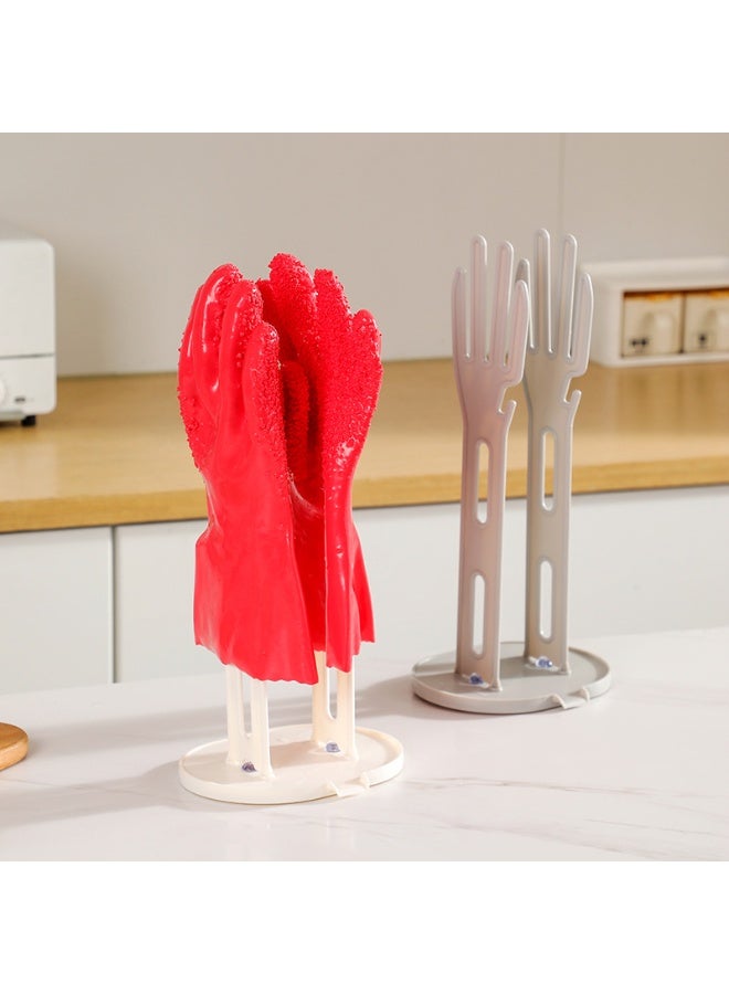 رف تجفيف قفازات مطاطي للمطبخ، حامل قفازات وتخزين المناشف للمطبخ والحمام (رمادي) - Image 2