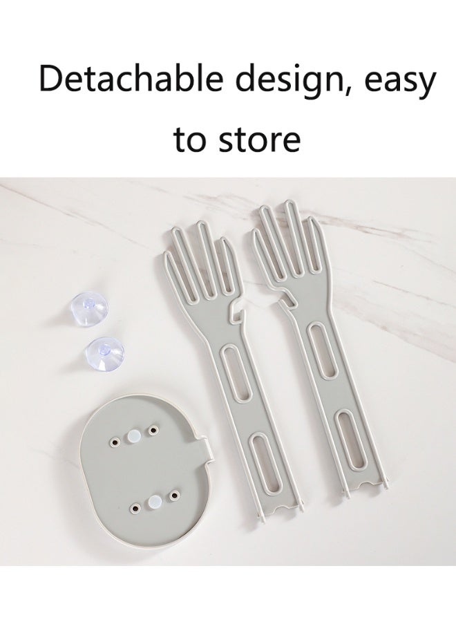 رف تجفيف قفازات مطاطي للمطبخ، حامل قفازات وتخزين المناشف للمطبخ والحمام (رمادي) - Image 5