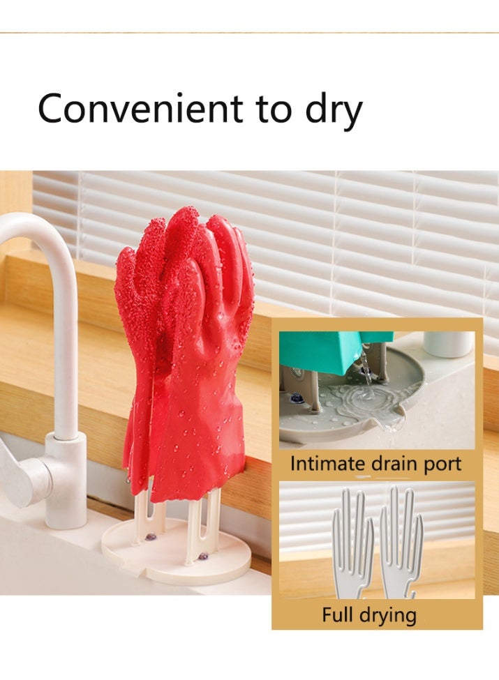 رف تجفيف قفازات مطاطي للمطبخ، حامل قفازات وتخزين المناشف للمطبخ والحمام (رمادي) - Image 4