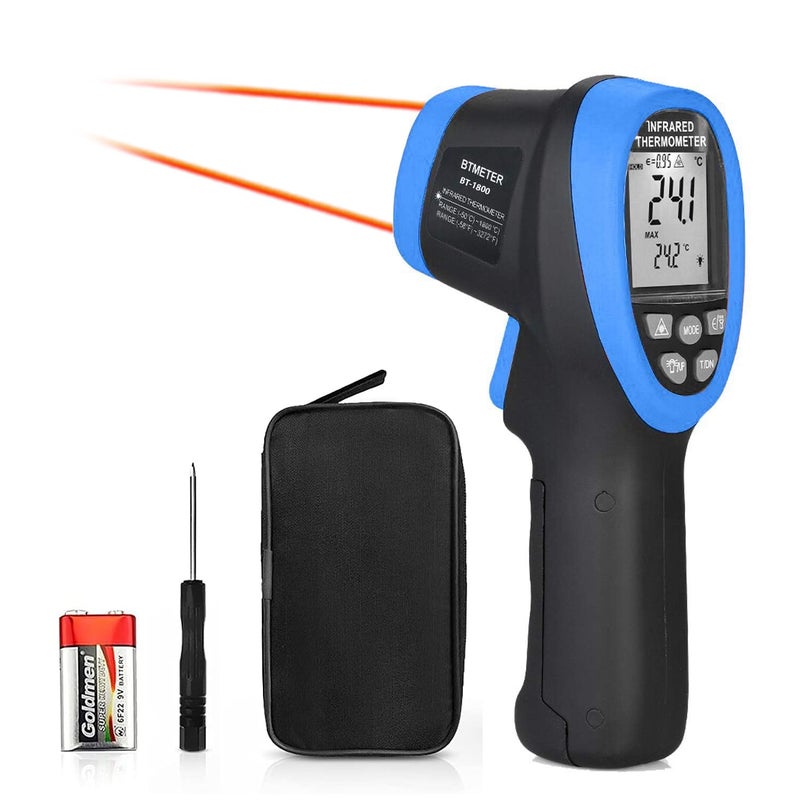 BTMETER BT-1800 Non Contact Pyrometer High Temperature Infrared Thermometer Gun -58°F ~3272°F (-50~1800℃) DS 50:1 for Metal Melting Furnace Forge Kiln Tempe Tester-Blue(NOT for Human Temp) - Image 1