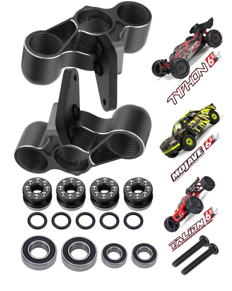 Generic Aluminum Front Steering Knuckles Caster Blocks C-Hubs Upgrades Part for Arrma 1/8 Typhon Talion 6S BLX,1/7 Felony Mojave Infraction Limitless 6S BLX,Replace AR330187 (Black)  - Image 1