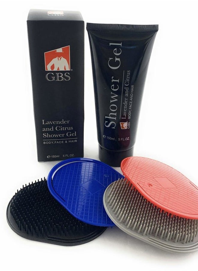 G.B.S Soft Scalp Pocket Shower Shampoo Hair Brush for Men and Women, Feel Clean, Fresh with Lavender and Citrus Shower Gel, Pack of 4  - Image 2