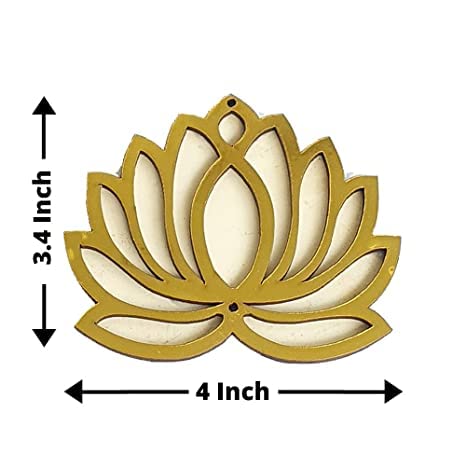 Sanvatsar Home White Golden Lotus 4 Inch Set of 12 Wooden Cutout DIY Rangoli Kit | Decorations for Diwali, Dusshera Wedding Rangoli, Pooja, Decorations, Festival Gift (Red & Cream) - Image 3
