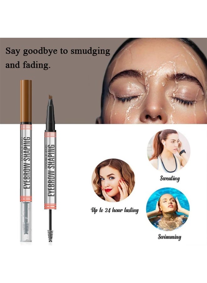 HelloKiss 2-in-1 Brow Pen and Sealing Brow Gel, 3D Microblading Eyebrow Pen Waterproof with 4 Fork Tip & Precise Brush,24h Smudge-Proof 3D Hair-Like Strokes, All-Day Lasting (04#black) - Image 5