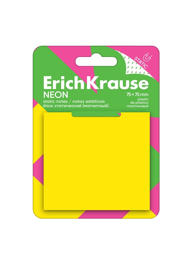 50-Sheet Plastic Magnetic Sticky Notes 75x75mm Size Yellow