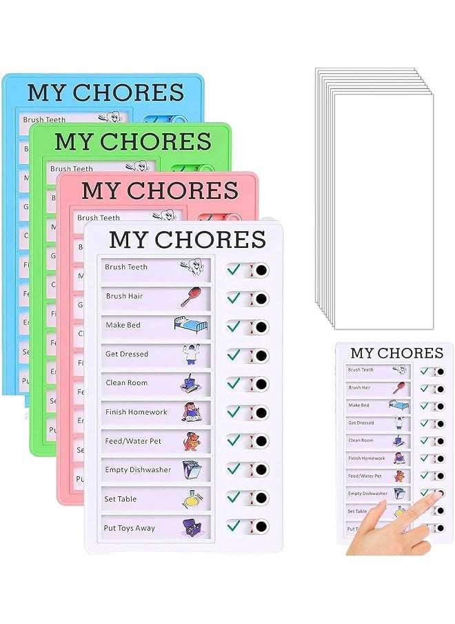 erorex - Chore Chart For Kids Adults 4 Pcs Checklist Board Reusable To Do List Sliding Routine Chart With 20 Detachable Cards Adhd Tools For Reminder Daily Visual Schedule Home Rv Planning - Image 1