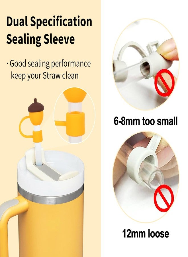 FYSUIMU 4Pcs Fall Acorn Straw Cover Caps 0.4 Inch Autumn Thanksgiving Silicone Reusable Straw Topper for 30 & 40 OZ Tumbler Cups - Image 3